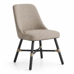 Chaise à manger en tissu polyester beige avec pieds en métal