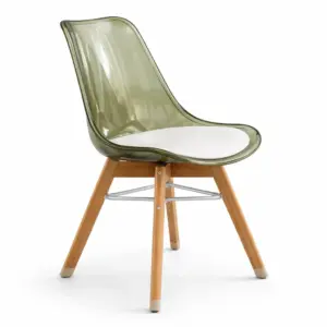Chaise à manger en polycarbonate olive pieds hêtre 80x47x50 cm