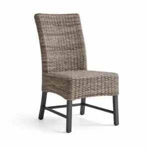 Chaise à manger en rotin synthétique gris et métal