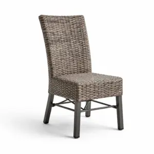 Chaise à manger en rotin synthétique gris avec structure en acier