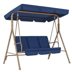 Balancelle en acier pour trois personnes bleu et bronze
